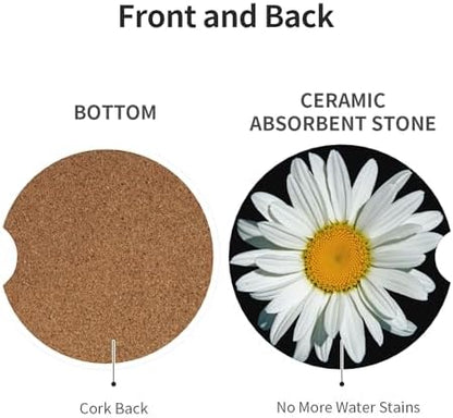 Daisy Flower Car Cup Holder Coasters 2 Pack 2.63" - Image 3