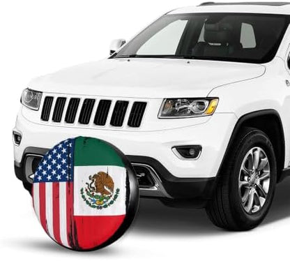 USA Mexico Flag Spare Tire Cover, Universal Waterproof & Dustproof Wheel - Image 3