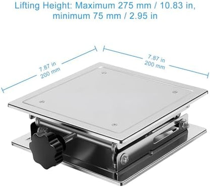 Stainless Steel Scissor Jack, 200x200mm Platform - 15kg Capacity Adjustable Lift - Image 2