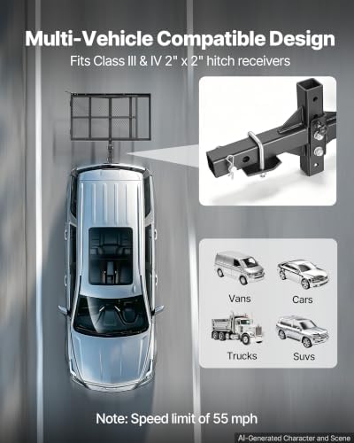 VEVOR Hitch Mount Wheelchair Carrier Height Adjustable, 500LBS Steel Mobility - Image 6