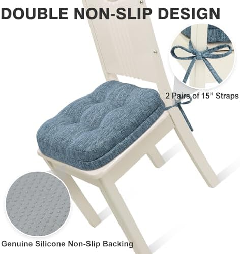 Shinnwa Dining Chair Cushions Set of 2, Dual-Layer Memory Foam Kitchen Chair - Image 5