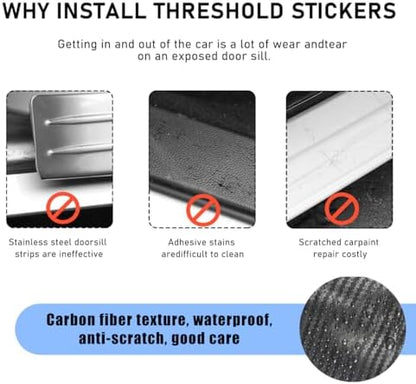 povtii 4 PCS Car Door Sill Protector, Anti-Scratch 5D Carbon Fiber Textured - Image 6