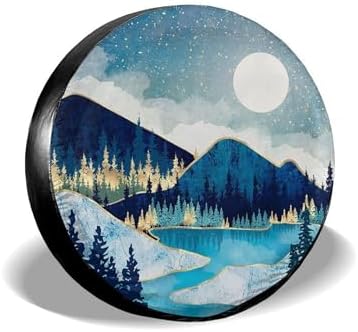 Blue Gold Spare Tire Cover Mountain Tree Star Wheel Cover 14 Inch by Unknown