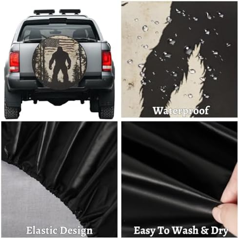 Spare Tire Cover for RV Trailer, American Flag Bigfoot Waterproof Sun Leather - Image 4