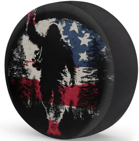 Rv Spare Tire Cover Wheel Bigfoot Funny USA Flag Tire Covers Wheel Protectors - Image 2