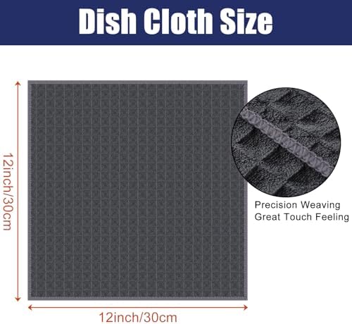 Homaxy Microfiber Waffle Weave Kitchen Dish Cloths, 8 Pack, Dark Grey - Image 2