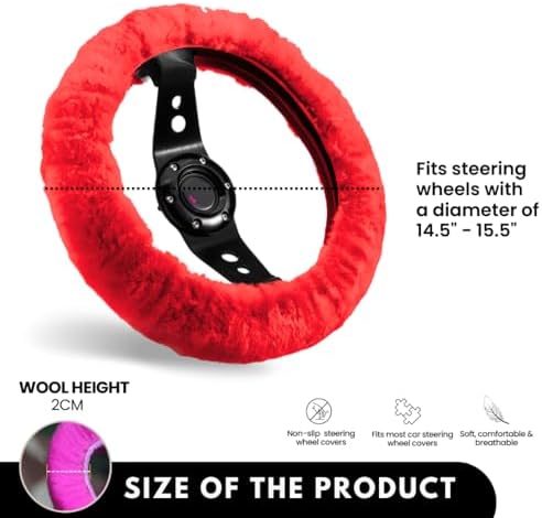 Andalus Brands Luxury Fluffy Car Steering Wheel Covers – Genuine Merino - Image 3
