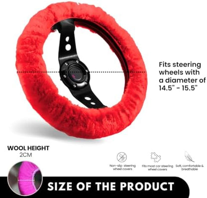 Andalus Brands Luxury Fluffy Car Steering Wheel Covers – Genuine Merino - Image 3