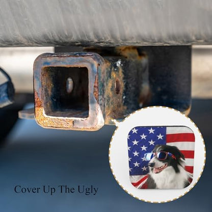 Dog Hitch Covers Cute Border Collie Wear Sunglasses USA Flag Pet Patriotic - Image 4