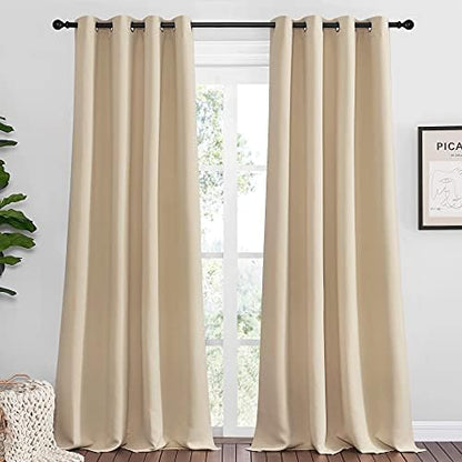 NICETOWN Bedroom Blackout Curtains Panels 1 Pair 55 x 92-in Biscotti Beige by NICETOWN