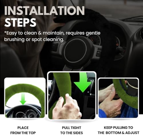 Andalus Brands Luxury Fluffy Car Steering Wheel Covers – Genuine Merino - Image 7