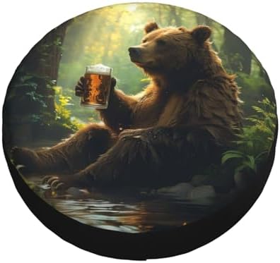 Bear Holding A Beer Mug Spare Tire Cover Weatherproof Universal Wheel - Image 3