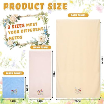 Peryiter 3 Pack Wildflower Decorative Bath Towel Set - Image 2