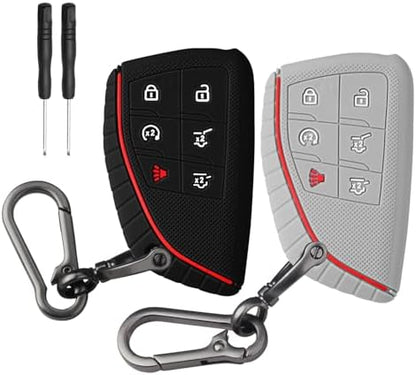QBUC 2 Pcs for Chevy Key Fob Cover, 6 Buttons Silicone by QBUC