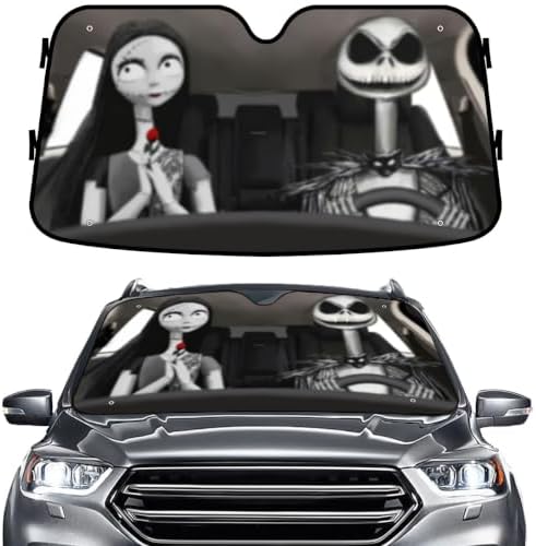 GENANY Nightmare Skellington Couple Horror Windshield Sun Shade by GENANY