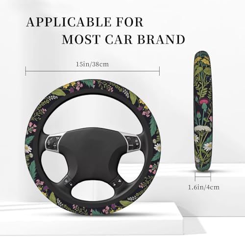 Wildflower car Steering Wheel Cover Women 15in Flower 2 Cup Coasters - Image 5