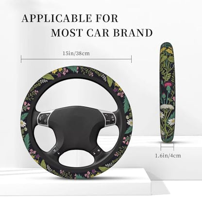 Wildflower car Steering Wheel Cover Women 15in Flower 2 Cup Coasters - Image 5