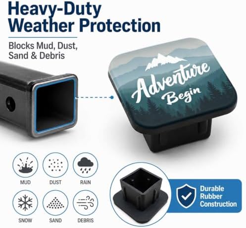 Trailer Hitch Covers Adventure Begins Mountain Heavy Duty 2 Inch Hitch Cover - Image 6