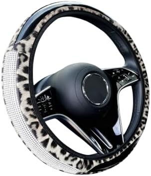 Bling Rhinestone Cheetah Steering Wheel Cover Leather White - Image 6