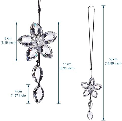 Crystal Flower Rear View Mirror Pendant Car Hanging Ornament Lucky Accessory - Image 2