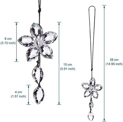 Crystal Flower Rear View Mirror Pendant Car Hanging Ornament Lucky Accessory - Image 2