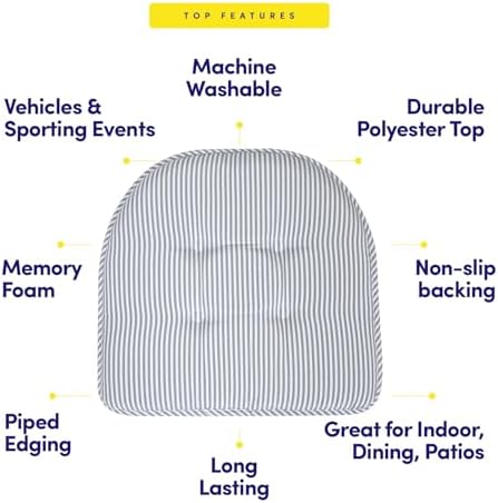 Sweet Home Collection Chair Cushion Memory Foam Pads Tufted Slip Non Skid - Image 5