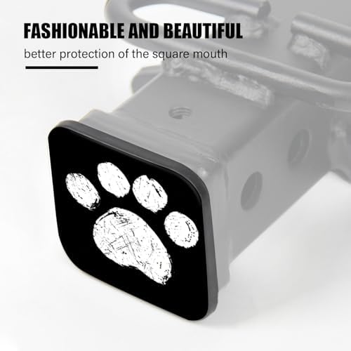 Trailer Hitch Cover, Cute White Cat Dog Paw Print On Black Hitch Cover Rubber - Image 4