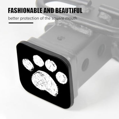 Trailer Hitch Cover, Cute White Cat Dog Paw Print On Black Hitch Cover Rubber - Image 4