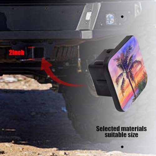 Hitch Cover Fits for 2-Inch Hitch, Watercolor Palm Tree at Sunset by The Sea - Image 6