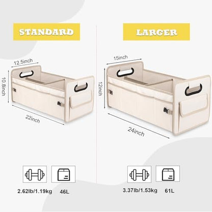 Car Trunk Organizer, Collapsible Car Organizers and Storage Large Beige - Image 3