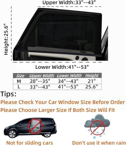 2 Pack Medium Car Rear Side Window Shades Mesh 34" to 43" - Image 2
