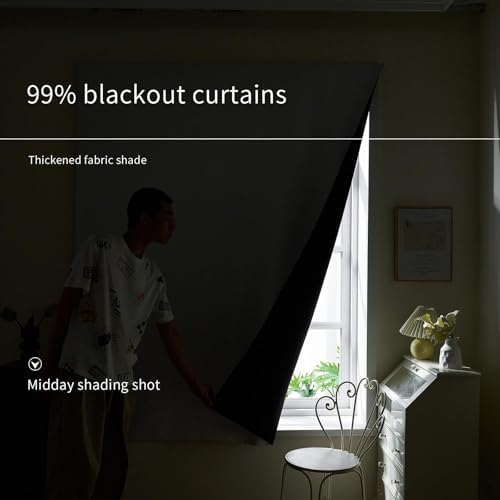 AJAZZ 100% Blackout Stick Curtain Portable Black Out Curtains Adhesive Curtains - Image 2