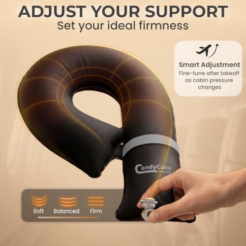 CANDY CANE Inflatable Airplane Travel Pillow, Supports Head, Neck & Chin - Image 5