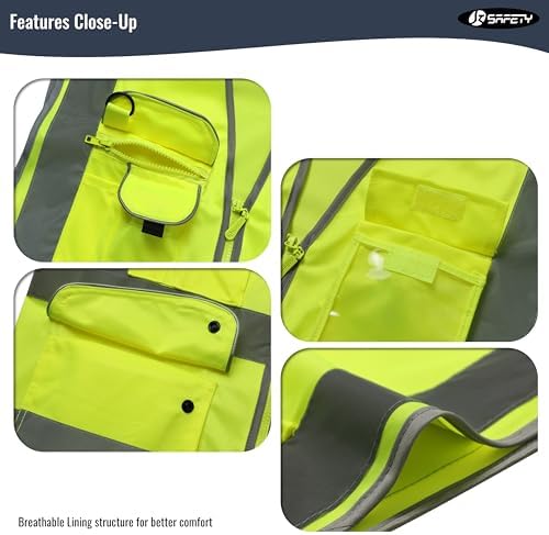 JKSafety Safety Vest for Men Women Reflective Hi Vis JK150 Yellow XXL - Image 4