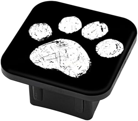 Trailer Hitch Cover, Cute White Cat Dog Paw Print On Black Hitch Cover Rubber - Image 2