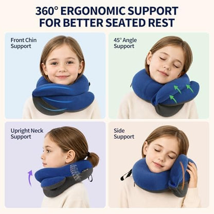 BUYUE Kids Travel Pillows for Airplane, Memory Foam 360° Head Support Sleeping - Image 2