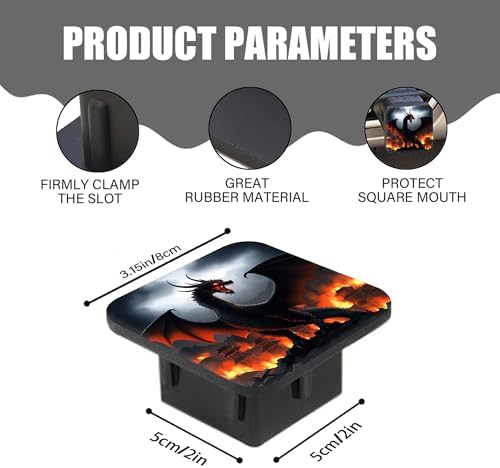 Hitch Receiver Cover 2" Black Dragon Burning Village Trailer Hitch Cover Tube - Image 2