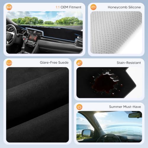 Cartist Black Dash Cover for Honda Civic 2016-2021 Dashboard Cover Mat - Image 6
