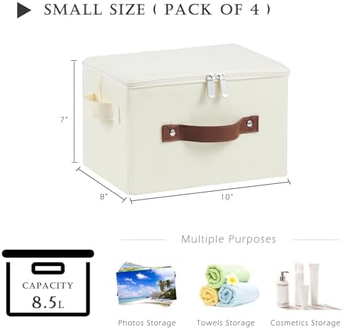 4PCS Storage Bins with Zipper Lids Decorative Lidded Basket Box - Image 3