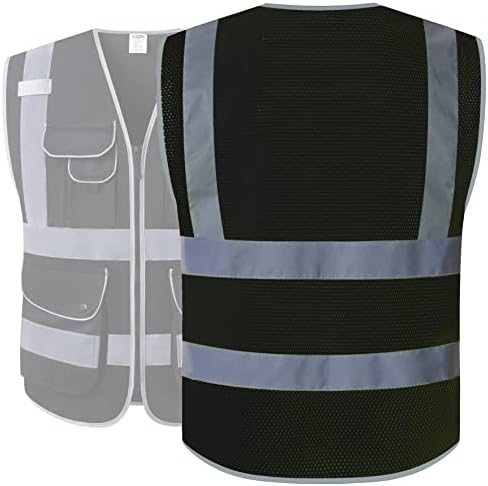 JKSafety Safety Vest for Men Women Reflective Hi Vis JK159 Black 4XL - Image 5