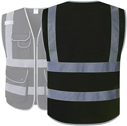 JKSafety Safety Vest for Men Women Reflective Hi Vis JK159 Black 4XL - Image 5