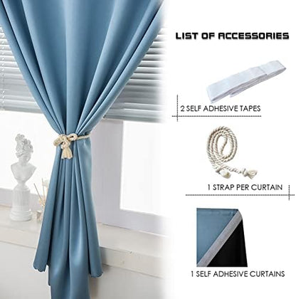 AJAZZ 100% Blackout Stick Curtain Portable Black Out Curtains Adhesive Curtains - Image 2