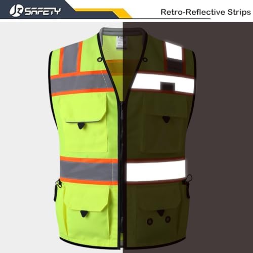 JKSafety Hi-Vis Unisex Surveyor Safety Vest Heavy Duty PPE Inner Pockets - Image 4