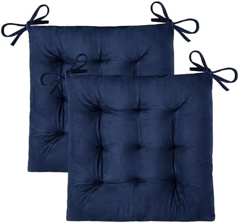 OVOV 2 Pack Chair Cushions for Dining Chairs 15.5"x15.5" Navy by OVOV