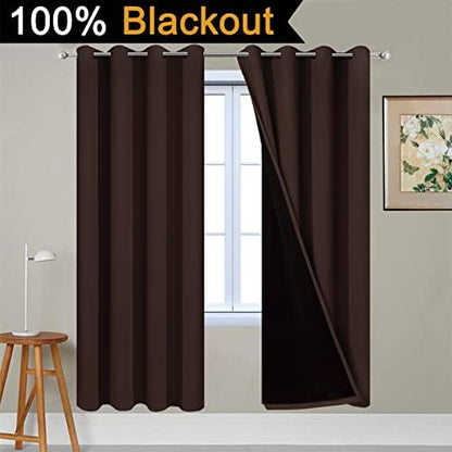 Yakamok Chocolate Brown Blackout Curtains 72 Inches Long 52" Wide, 2 Panels - Image 2