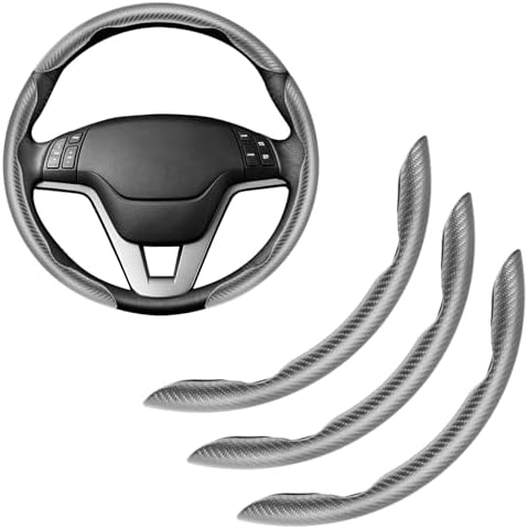 Amiss 3pcs Carbon Fiber Anti-Skid Steering Wheel Cover, Waterproof & Segmented by Amiss