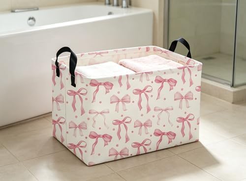 Rectangle Pink bownot Baskets Cute Storage Bin - Image 4