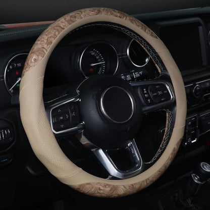 KAFEEK Wood Grain Steering Wheel Cover, 14.5-15 inch by KAFEEK
