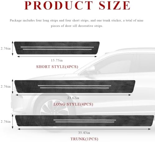 9 PCS Car Door Sill Protector, Anti-Scratch Carbon Fiber Car Door Entry Guards - Image 2