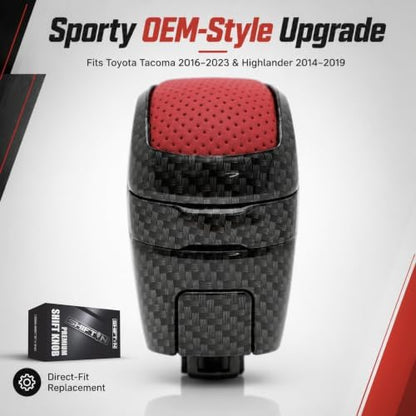 Red Leather Gear Shift Knob for Toyota Tacoma 2016-2021 TRD Pro - Image 2